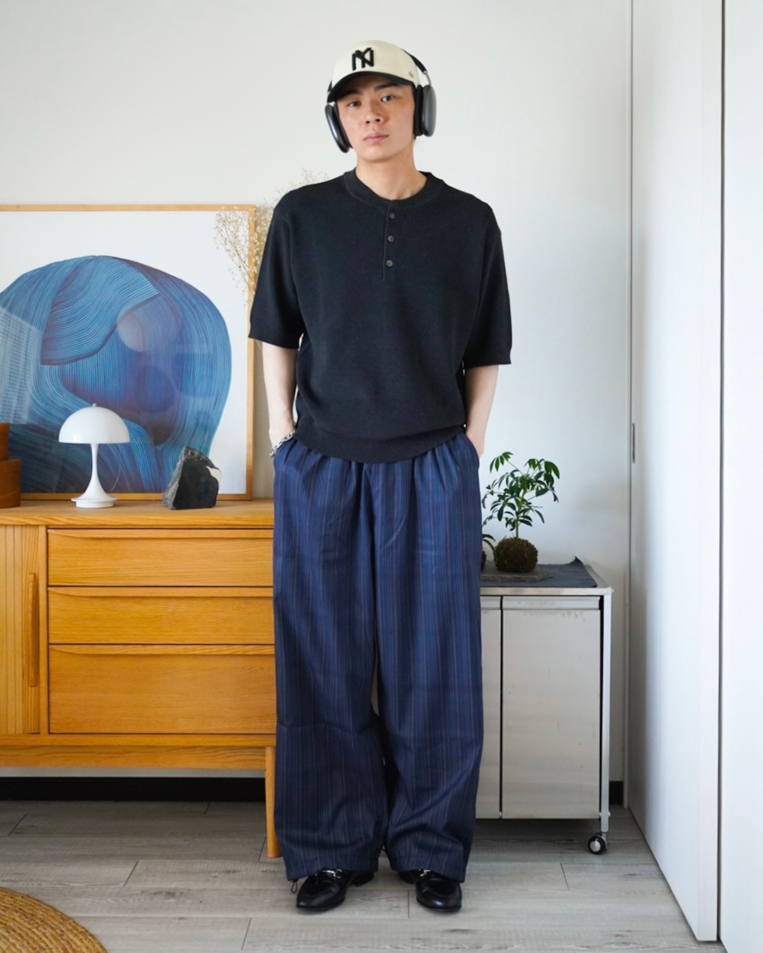 ストライプワイドレッグモップパンツ
ID0045
