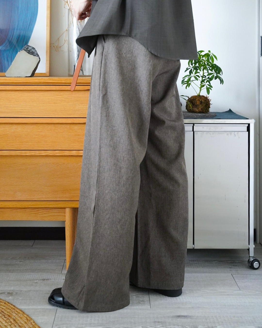 ワイドレッグモップストレートパンツ ID0061