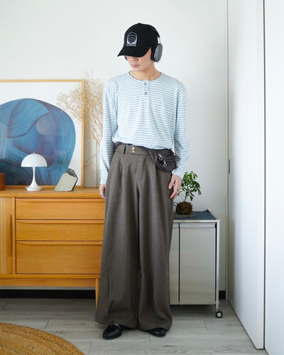 ワイドレッグモップストレートパンツ ID0061