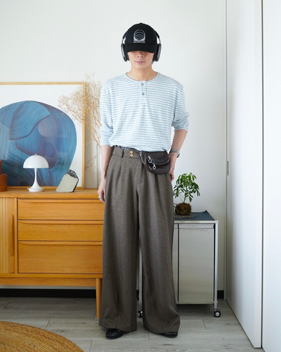 ワイドレッグモップストレートパンツ ID0061