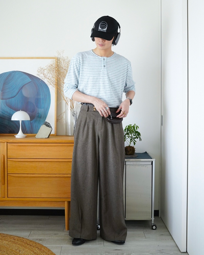 ワイドレッグモップストレートパンツ ID0061