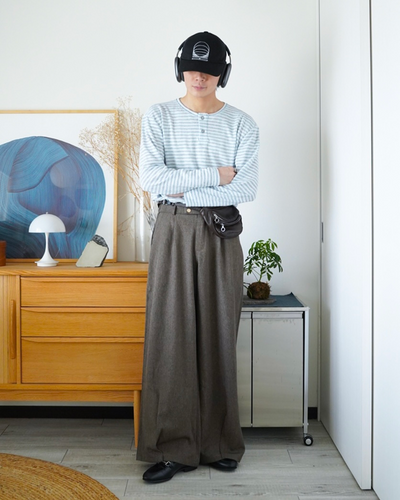 ワイドレッグモップストレートパンツ ID0061