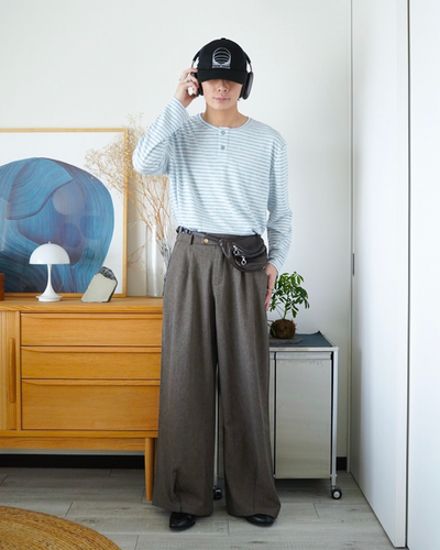 ワイドレッグモップストレートパンツ ID0061