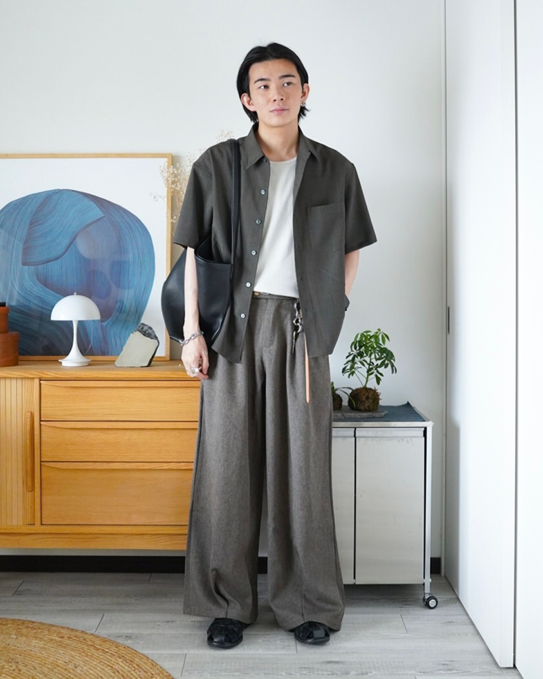 ワイドレッグモップストレートパンツ ID0061