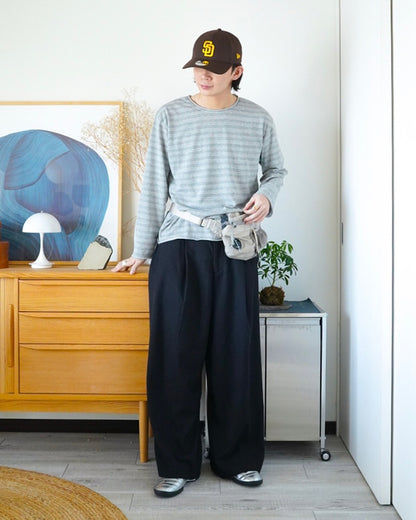 ソフトカジュアルルーズボーダーロンT ID0106