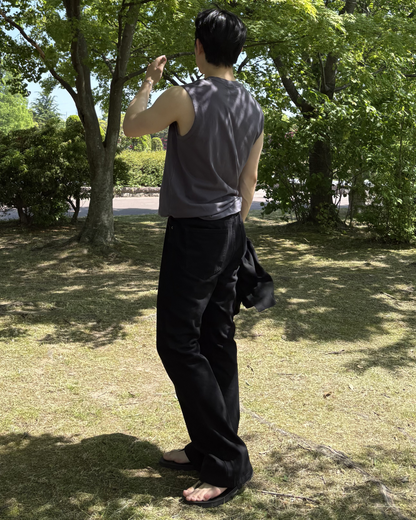 ストレートフレアブラックパンツ IK0038