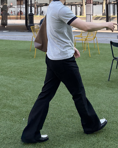 ストレートフレアブラックパンツ IK0038