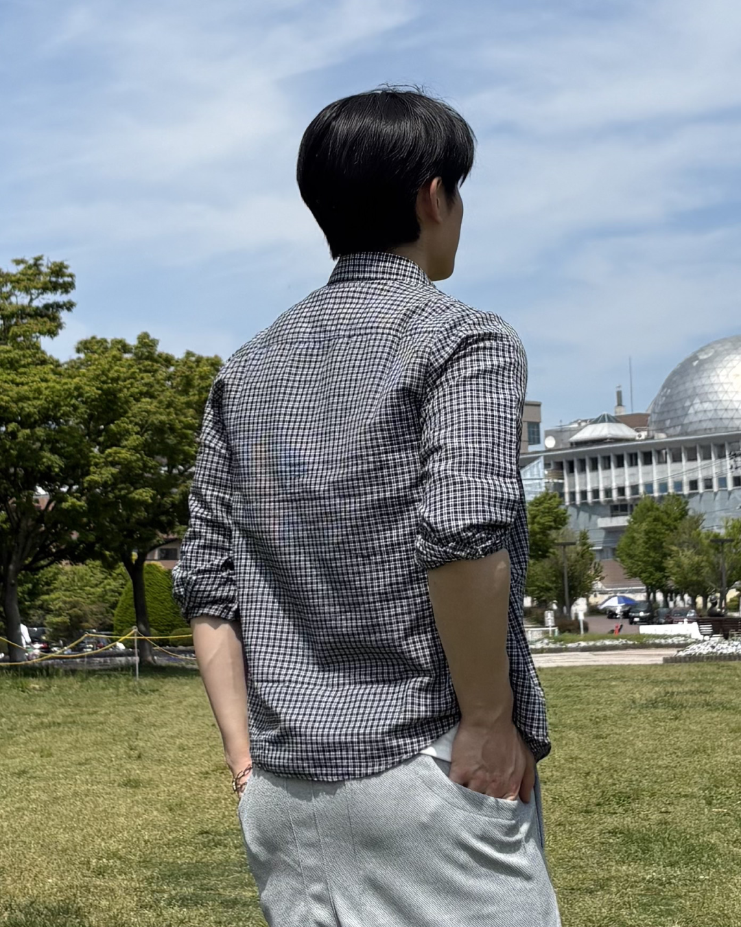 ブラックチェックシャツ IK0055