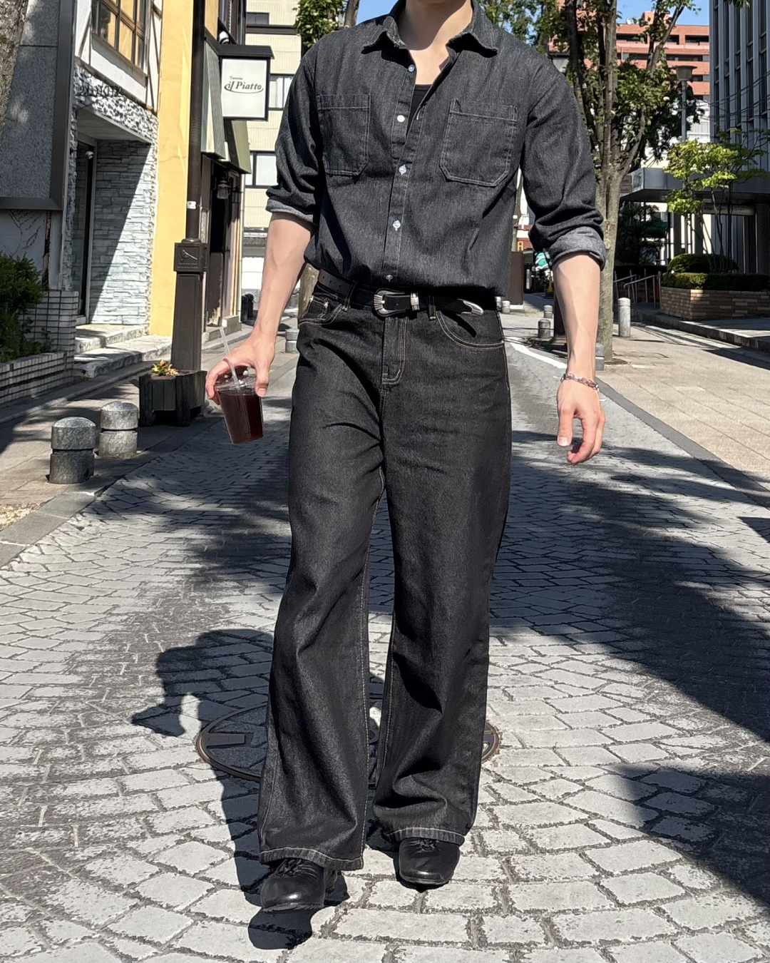 ワイドレッグルーズストレートデニムIK0074