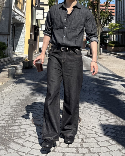 ワイドレッグルーズストレートデニムIK0074