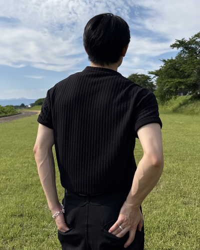キーネックリブTシャツ IK0123
