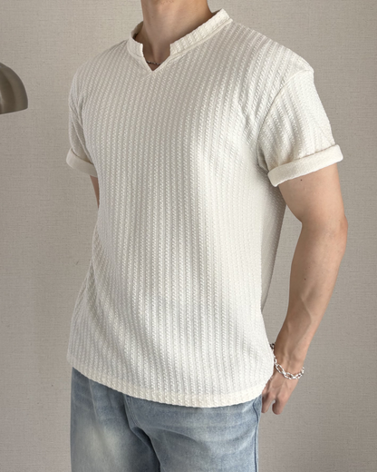 キーネックリブTシャツ IK0123