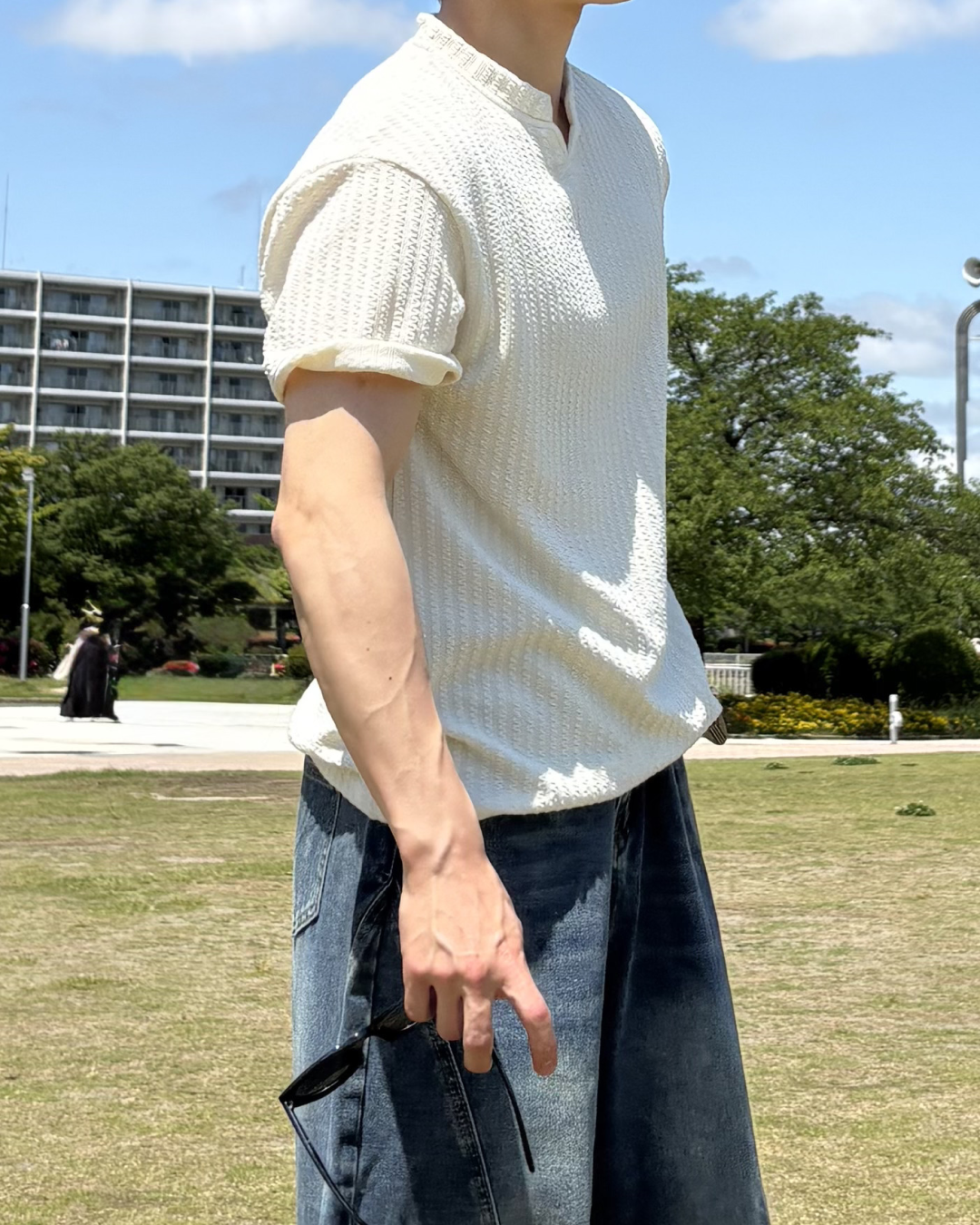 キーネックリブTシャツ IK0123