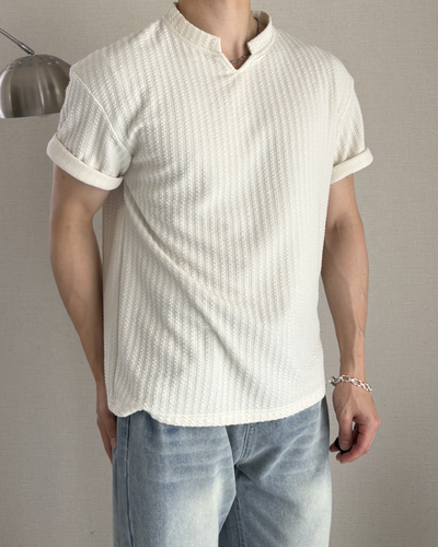 キーネックリブTシャツ IK0123