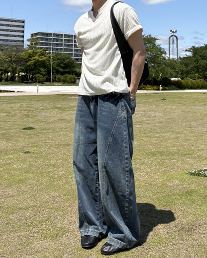 キーネックリブTシャツ IK0123