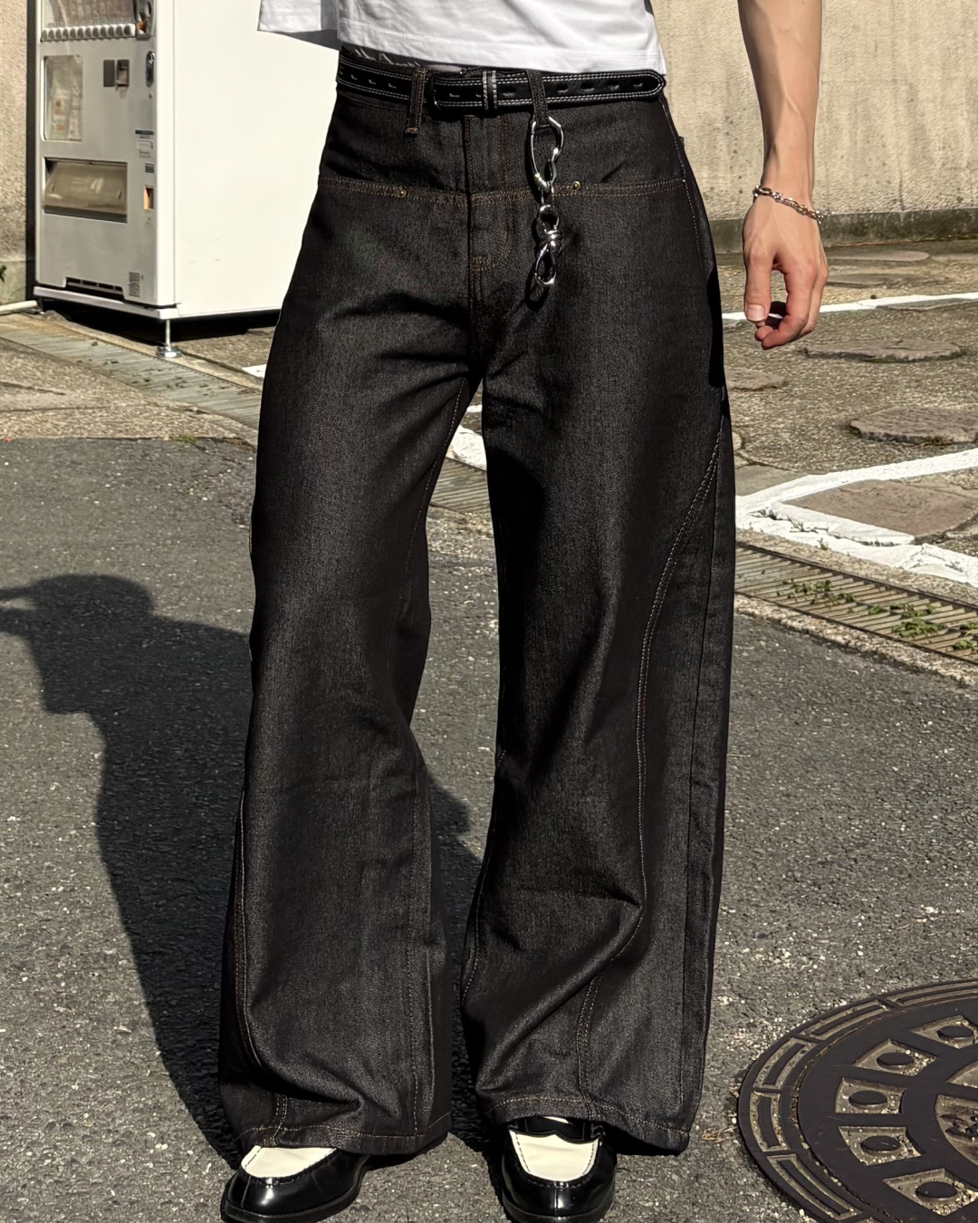 ウエストステッチワイドデニム IK0161