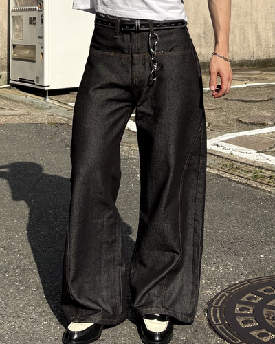 ウエストステッチワイドデニム IK0161