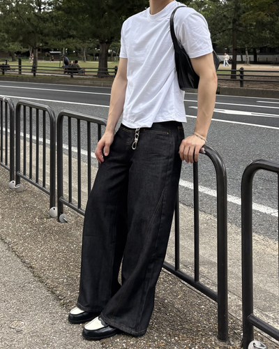 ウエストステッチワイドデニム IK0161