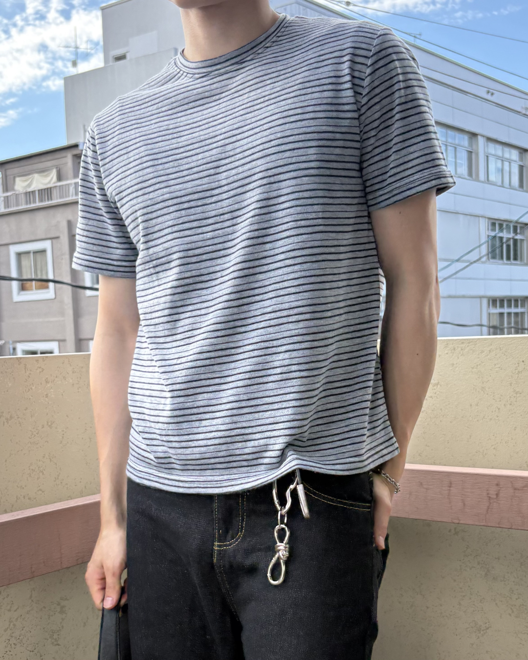 クルーネックボーダーTシャツ IK0187