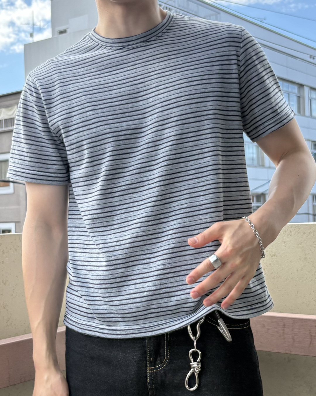 クルーネックボーダーTシャツ IK0187