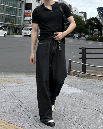 バギーブラックデニパンツ IK0219