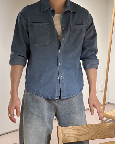 ステッチダブルポケットデニムシャツ IK0278