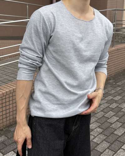 ワッフルクルーネックロングTシャツ IK0288