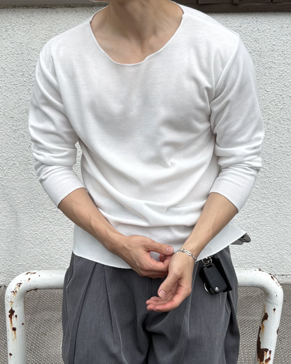 ワッフルクルーネックロングTシャツ IK0288