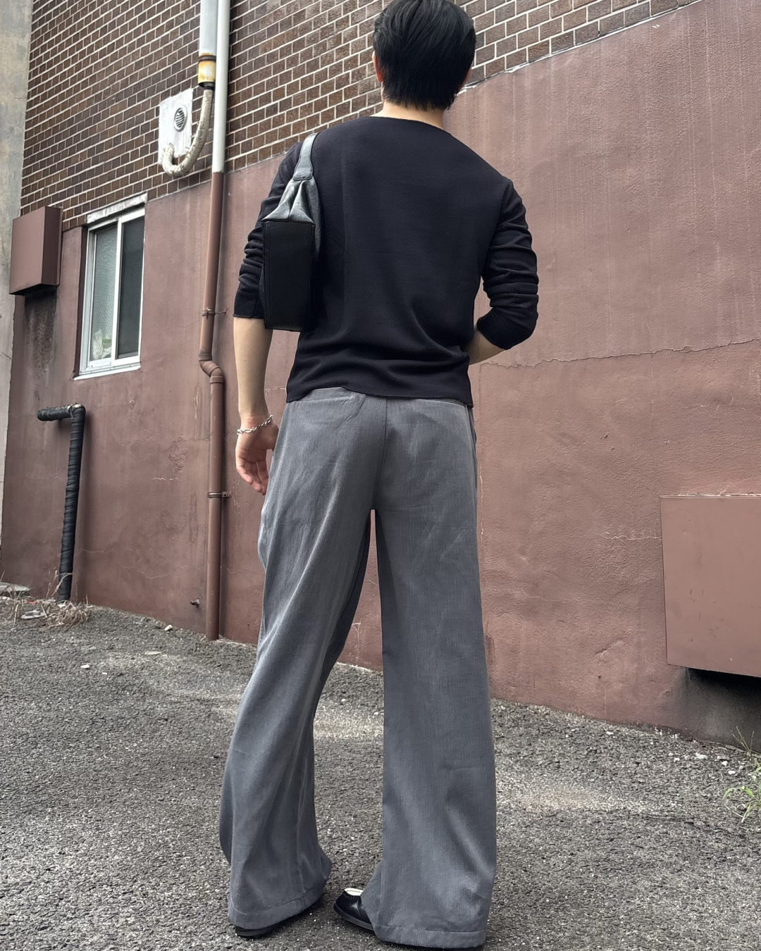 ワッフルクルーネックロングTシャツ IK0288