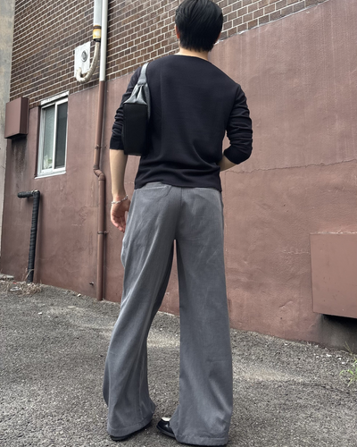 ワッフルクルーネックロングTシャツ IK0288