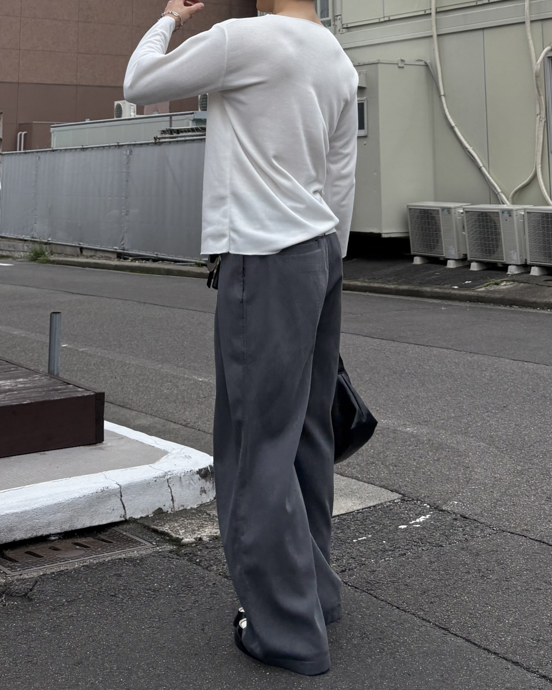 ワッフルクルーネックロングTシャツ IK0288