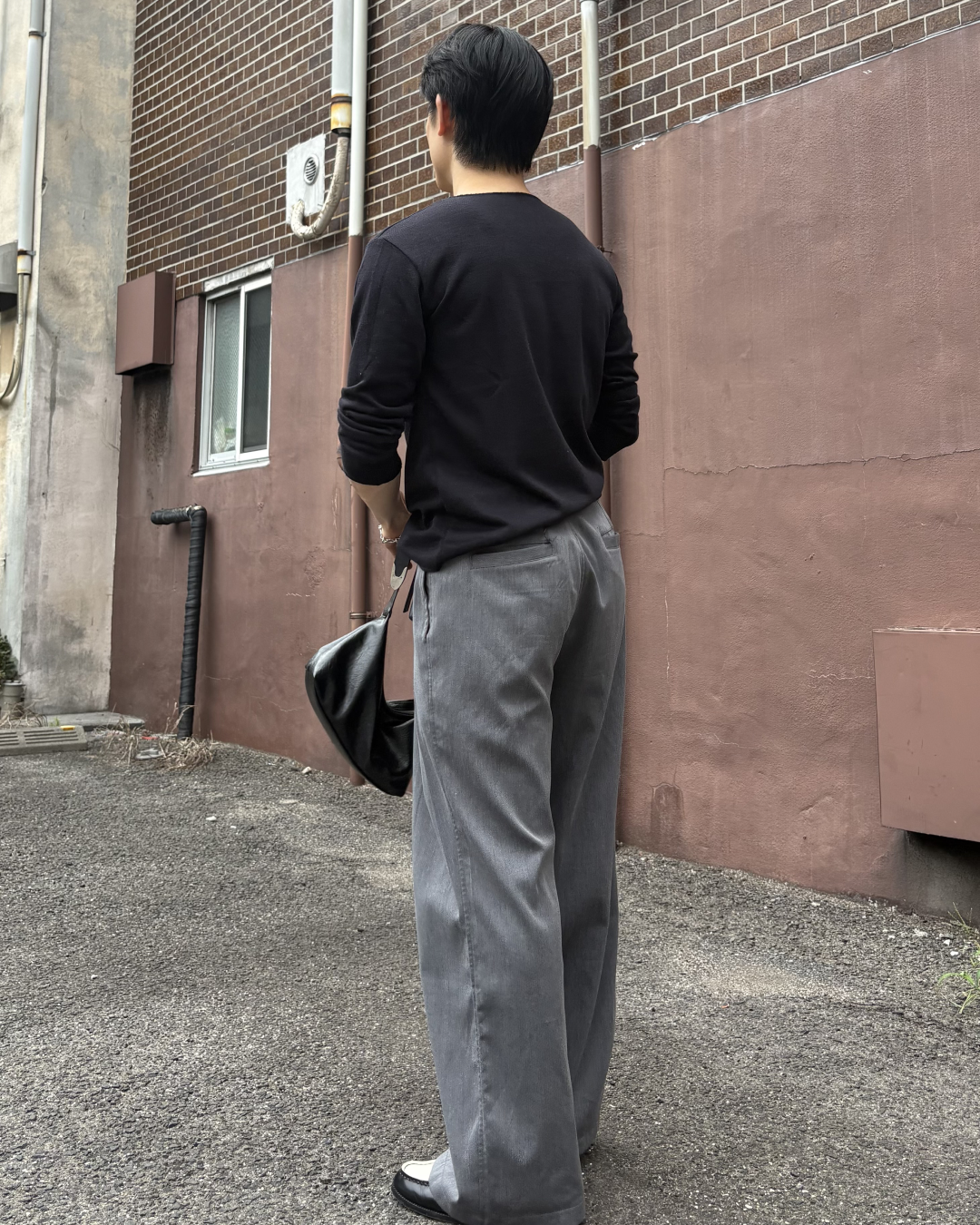 ワッフルクルーネックロングTシャツ IK0288