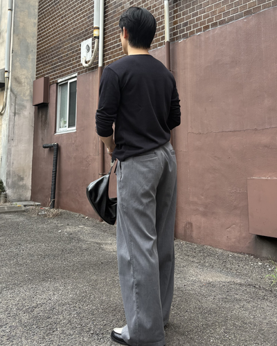 ワッフルクルーネックロングTシャツ IK0288