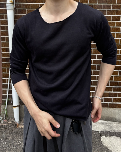ワッフルクルーネックロングTシャツ IK0288