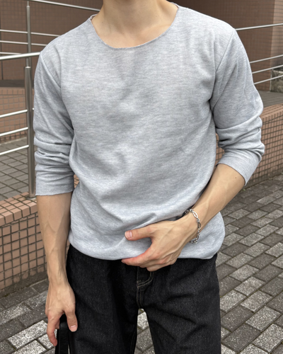 ワッフルクルーネックロングTシャツ IK0288