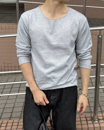 ワッフルクルーネックロングTシャツ IK0288