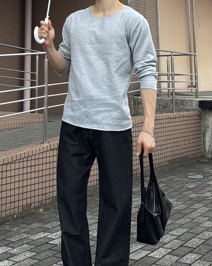 ワッフルクルーネックロングTシャツ IK0288