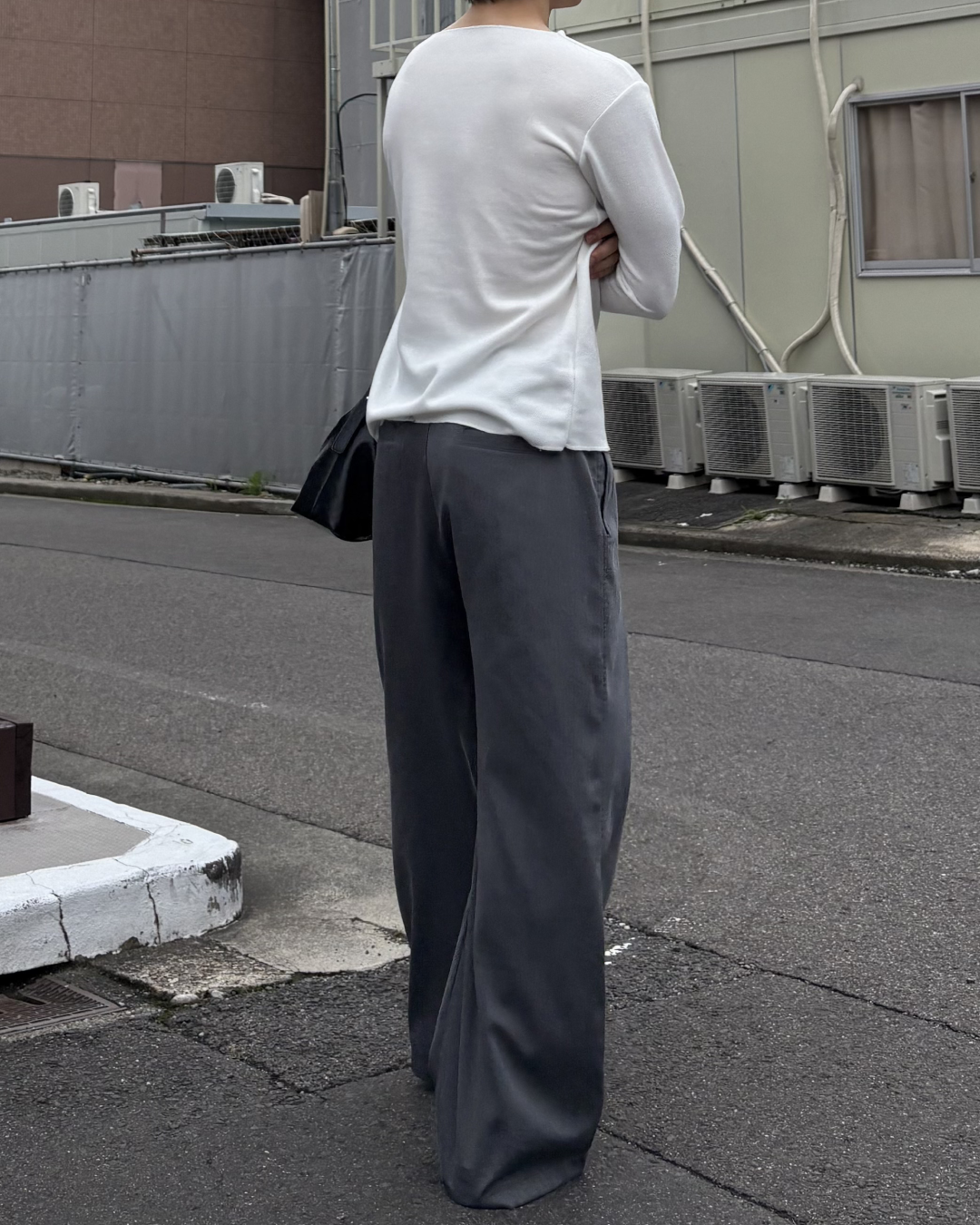 ワッフルクルーネックロングTシャツ IK0288