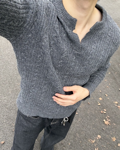 ツイストヘンリーネックセーター IK0398