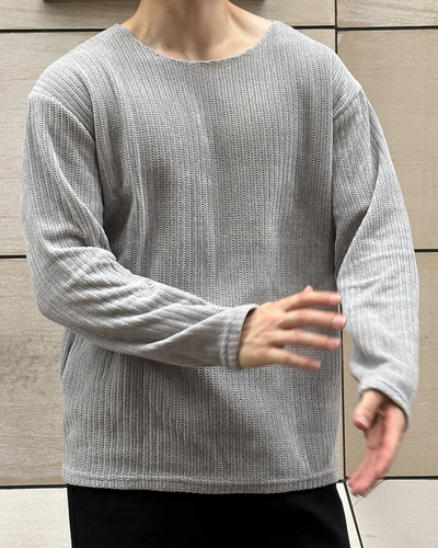 リブクルーネックロングスリーブTシャツ IK0417