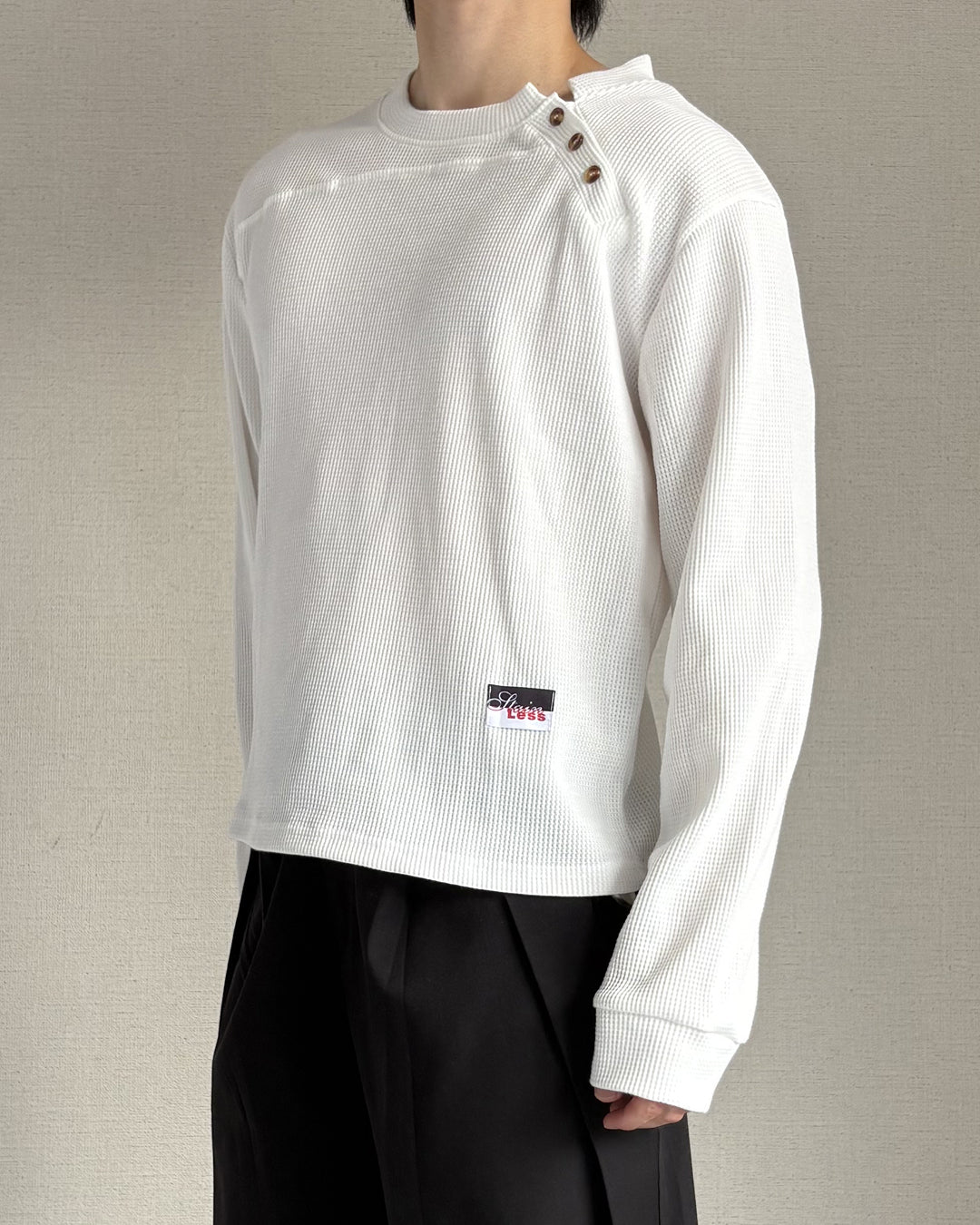 アシメトリーヘンリーネックロングスリーブカットソー IK0473