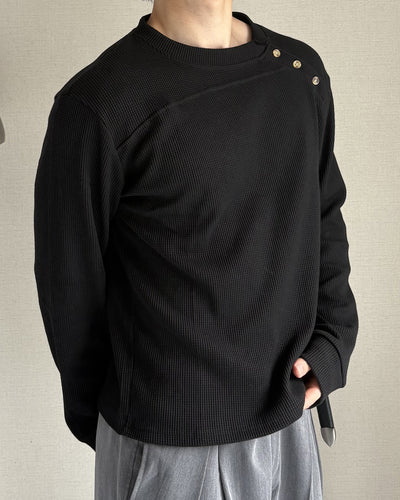 アシメトリーヘンリーネックロングスリーブカットソー IK0473