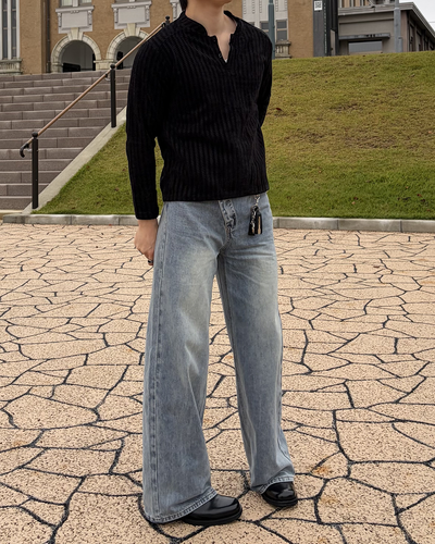 クロスベルトワイドストレートパンツ IK0519