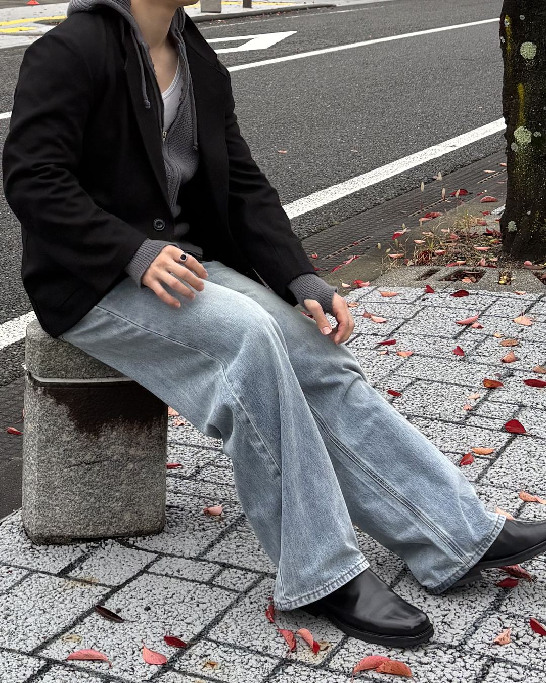 クロスベルトワイドストレートパンツ IK0519