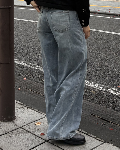 クロスベルトワイドストレートパンツ IK0519