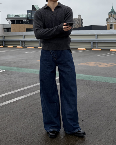 クロスベルトワイドストレートパンツ IK0519