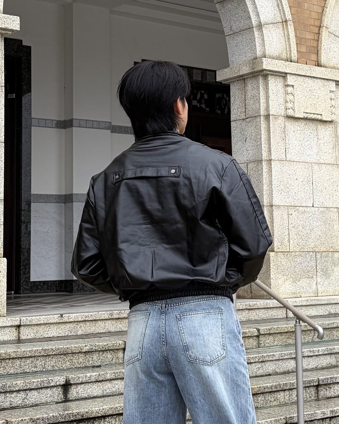バックルフェイクレザーブルゾン IK0573