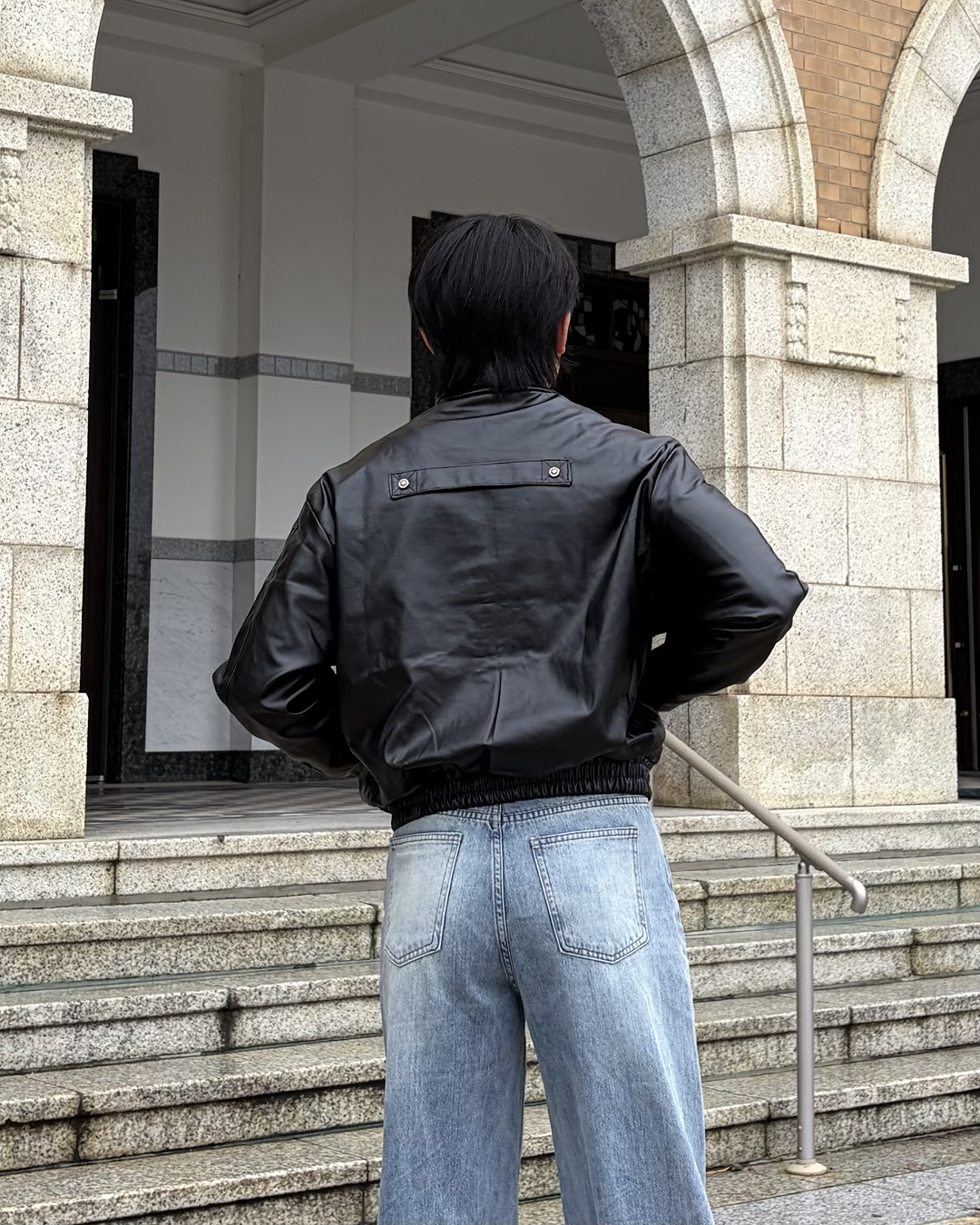 バックルフェイクレザーブルゾン IK0573