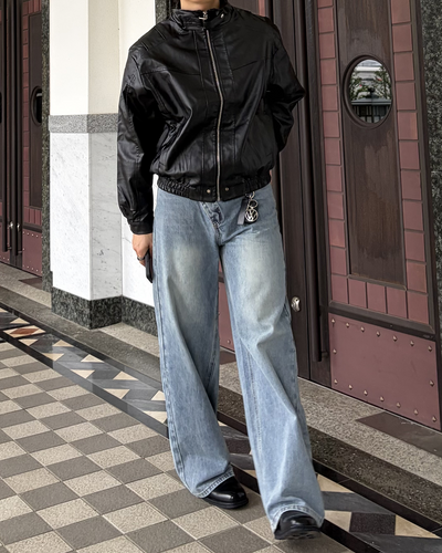 バックルフェイクレザーブルゾン IK0573
