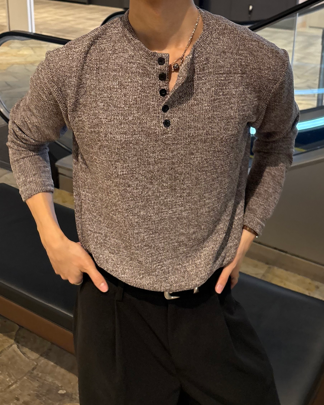 ヘンリーネックロングTシャツ WG0259